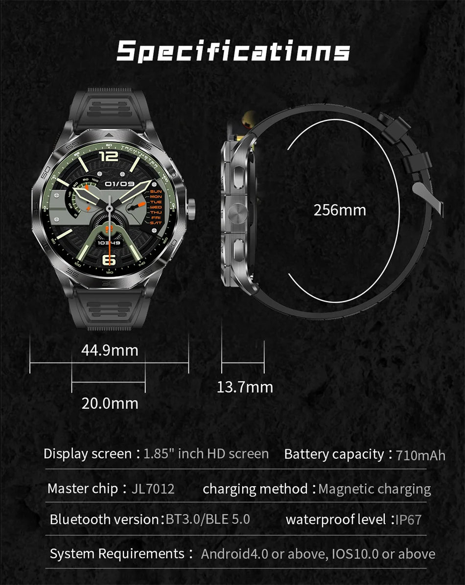 ChiBear 2024 Smart Watch Men 1.85 Inch Full Touch Screen 710 mAh Waterproof Sport Fitness Tracker Bluetooth Call Smartwatch