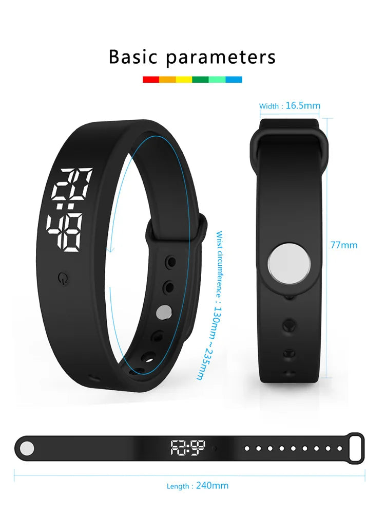 LED Digital Smart Bracelet Monitor Thermometer Vibration Alarm Wristband Smart Bracelet Waterproof Smartband for Student