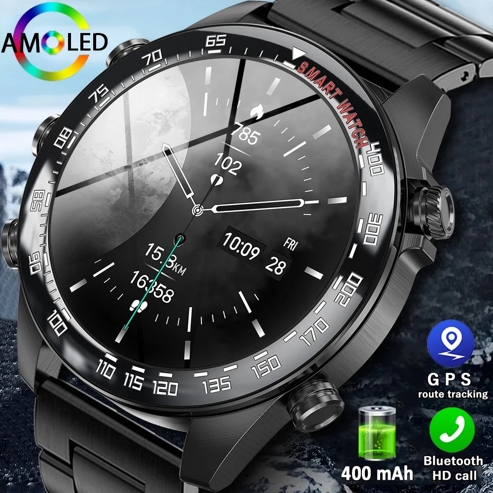 400mAh Large Battery Men Smartwatch 466*466 AMOLED HD Screen Health Monitoring Waterproof Bluetooth Call SmartWatch Men 2024 New