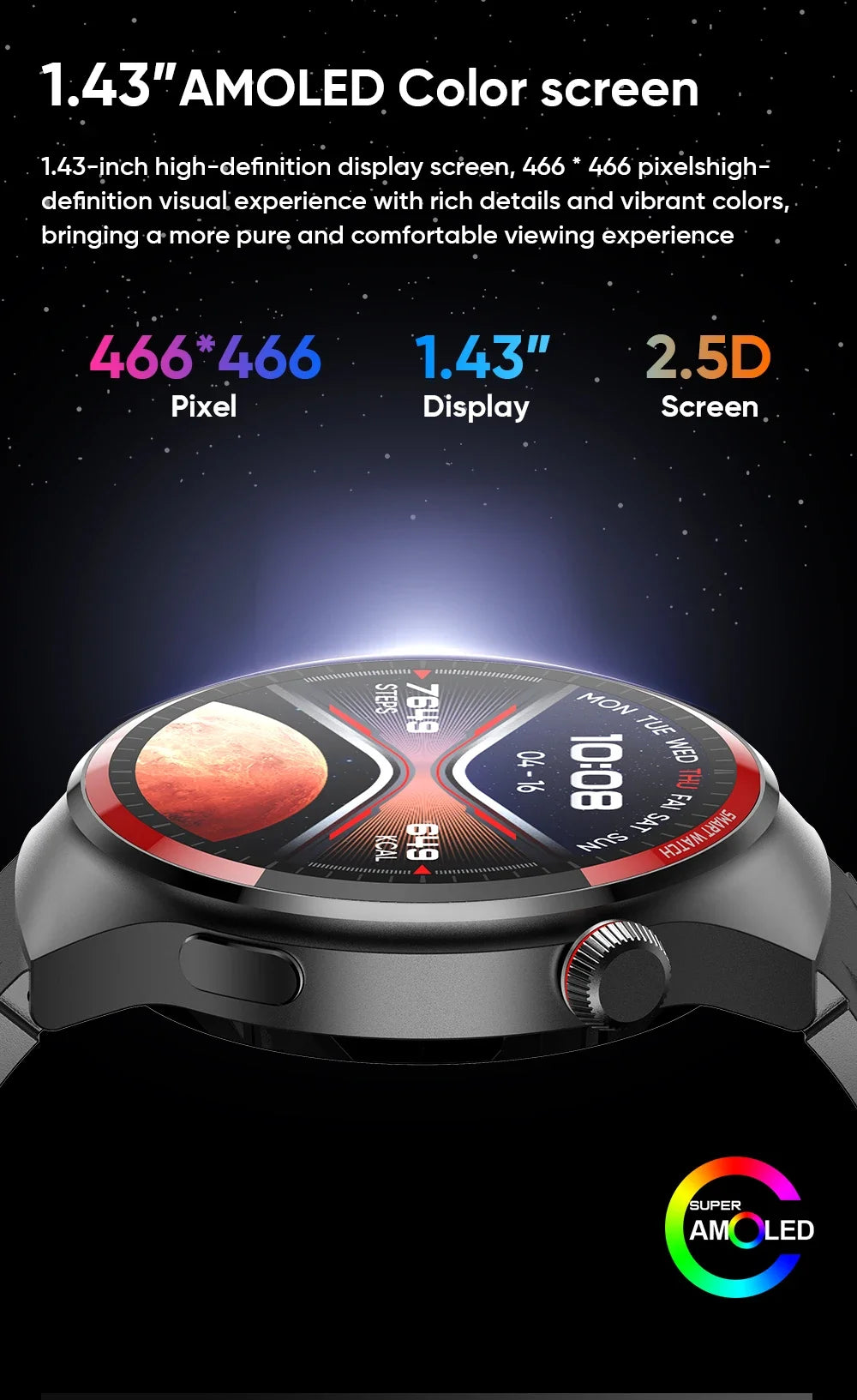 2024 Smart Watch Men   Smartwatch Amoled Blood Pressure Bluetooth Call Sports Fitness Tracker Sleep Passometer for Huawei