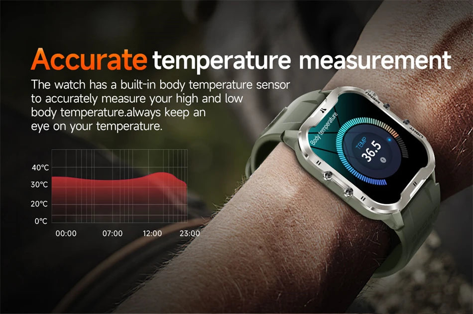 2024 Smart Watch Men 1.96" Waterproof Outdoor Sports Watches Thermometer Health Monitoring Bluetooth Call Smartwatch For Xiaomi