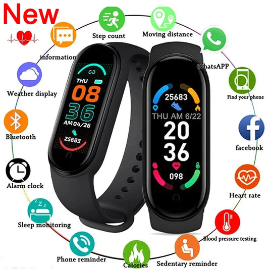 2024 Smart Bracelet Multi-Function Heart Rate Blood Pressure Monitor Step Music Sleep Monitoring M6 Smart Fitness Sports Watch