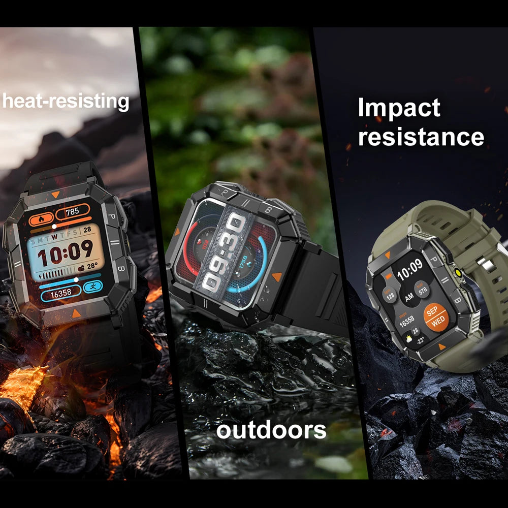 New Rugged Military Smart Watch Men 1.83 Inch Display GPS Sports Track Fitness Watch Heart Rate Bluetooth Call Smartwatch 2024