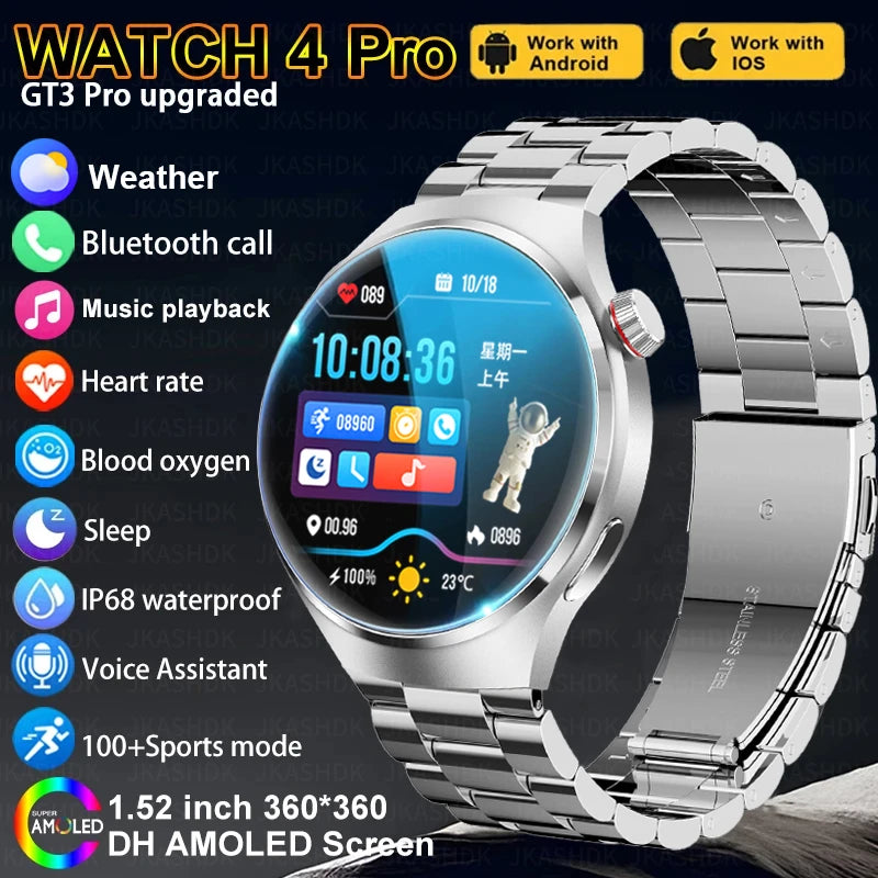 2024 New For Xiaomi Smart Watch Men GT4 Pro 360*360 HD Screen Heart rate IP68 Waterproof Blood Sugar Smartwatch Bluetooth call