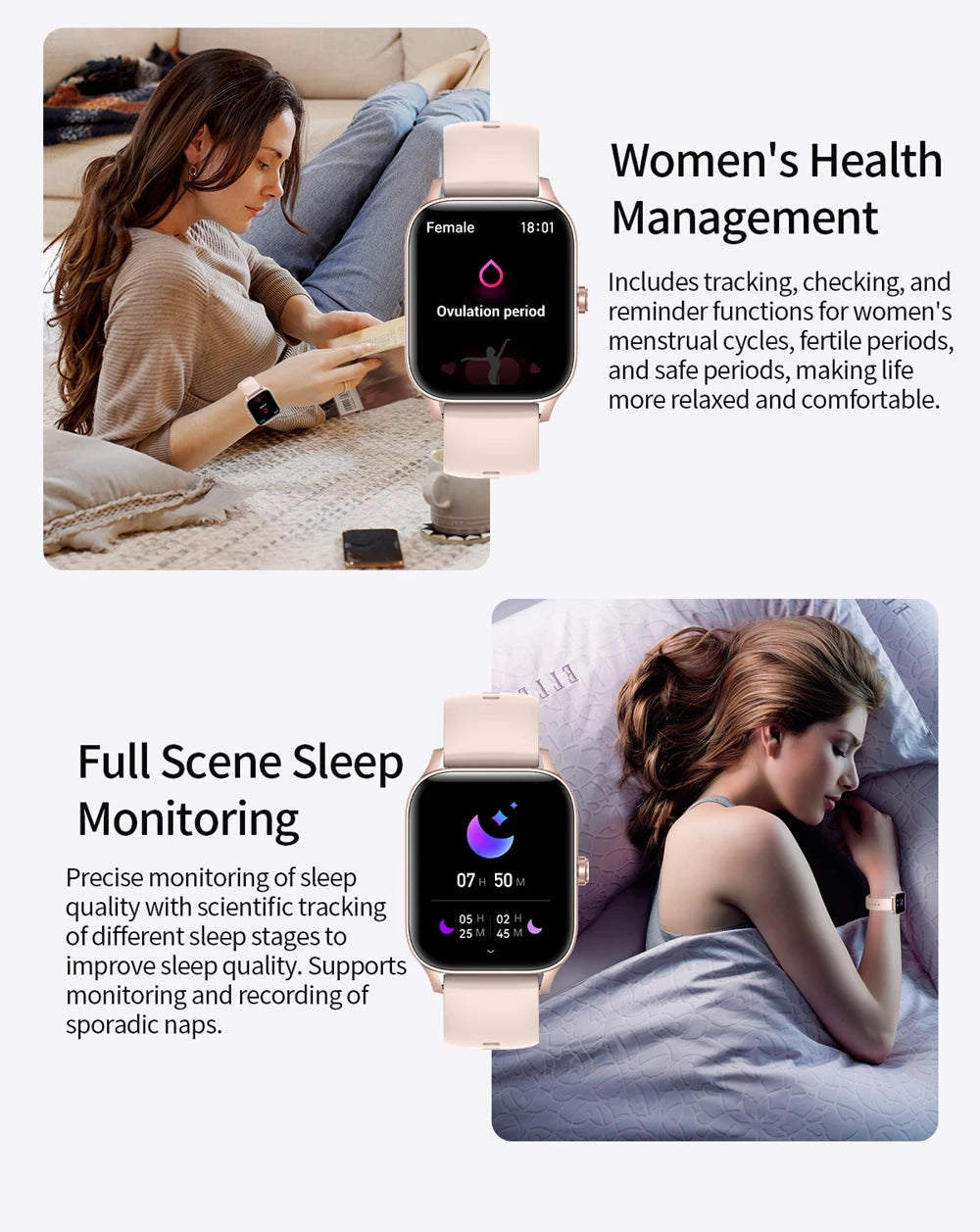 Smart Watch 2024 Last Generation For Women Men Sleep Monitoring Multiple Sports Modes Bluetooth Call Compatible With Iphone