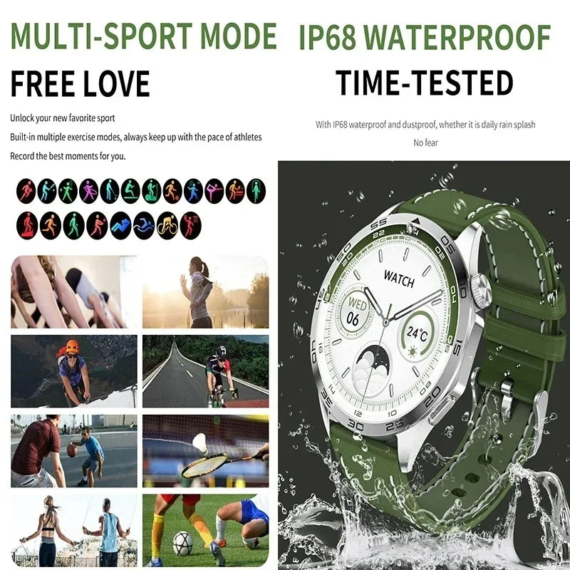 New For Huawei GT 4 Smart Watch Men Women AMOLED NFC Compass Clock Bluetooth Call IP68 Waterproof Sport Smartwatch 2024 Bracelet