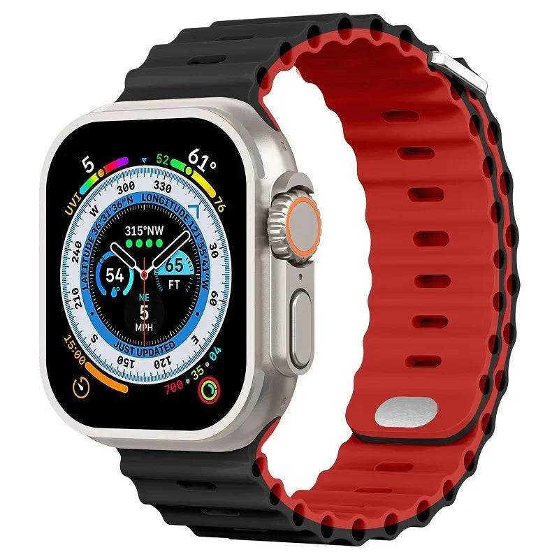 Ocean Silicone Band for Apple Watch Ultra 2 49mm 45mm 41mm 42mm 40mm Sport Bracelet iWatch Series Ultra 9 8 7 6 4 SE2 44mm Strap