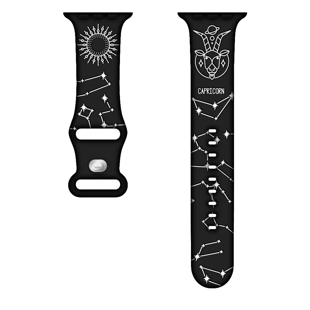 Horoscope Prints Silicone Strap for Apple Watch Band Ultra 2 49mm 45mm 44mm 41mm 38 42mm Bracelet Iwatch Series 9 8 7 6 SE 5 4 3