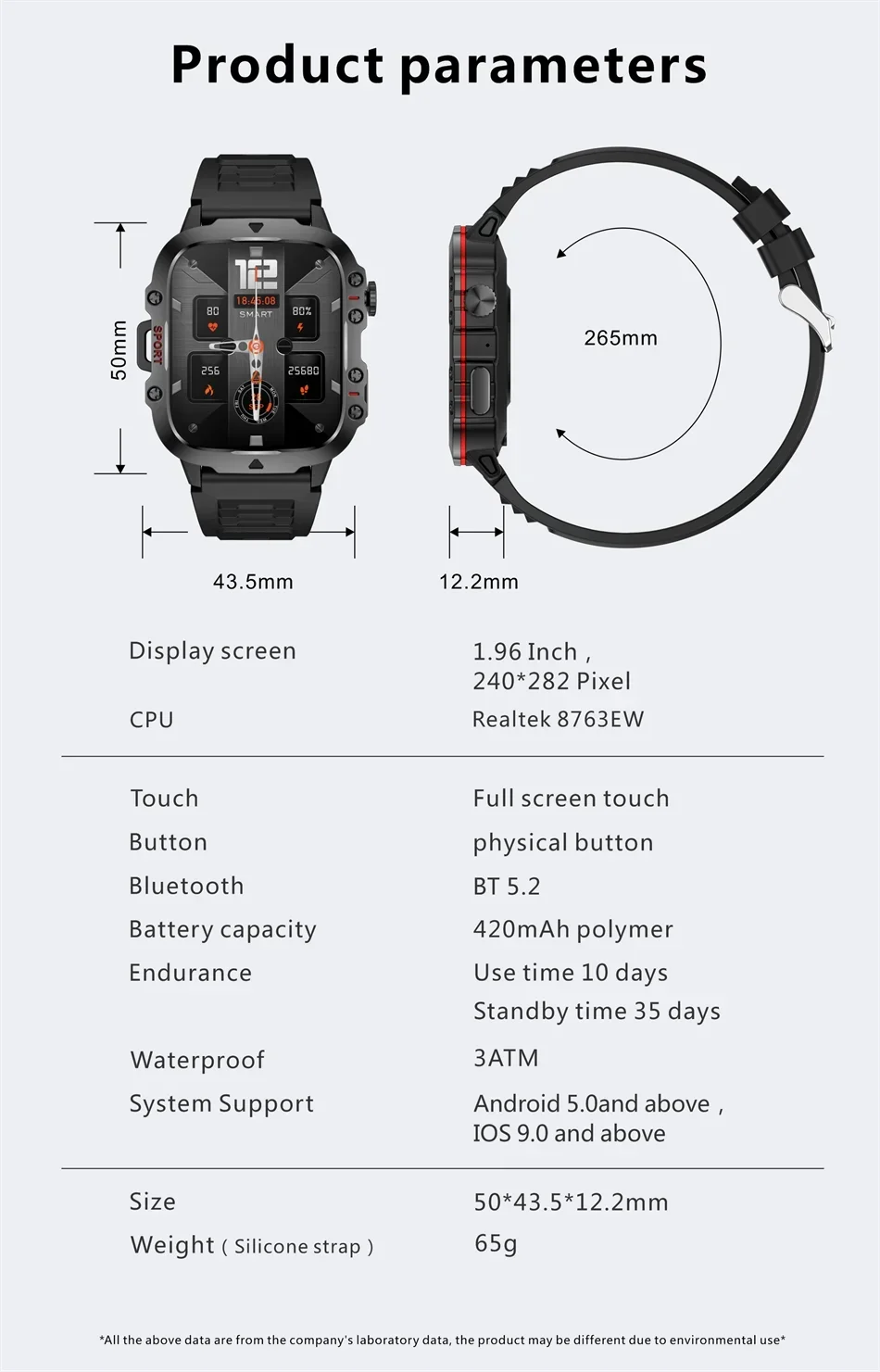 2024 New Outdoor Smart Watch Men 1.96" Screen 3AT Waterproof Watches Bluetooth Call Ai Voice Sport Smartwatch For Android Xiaomi