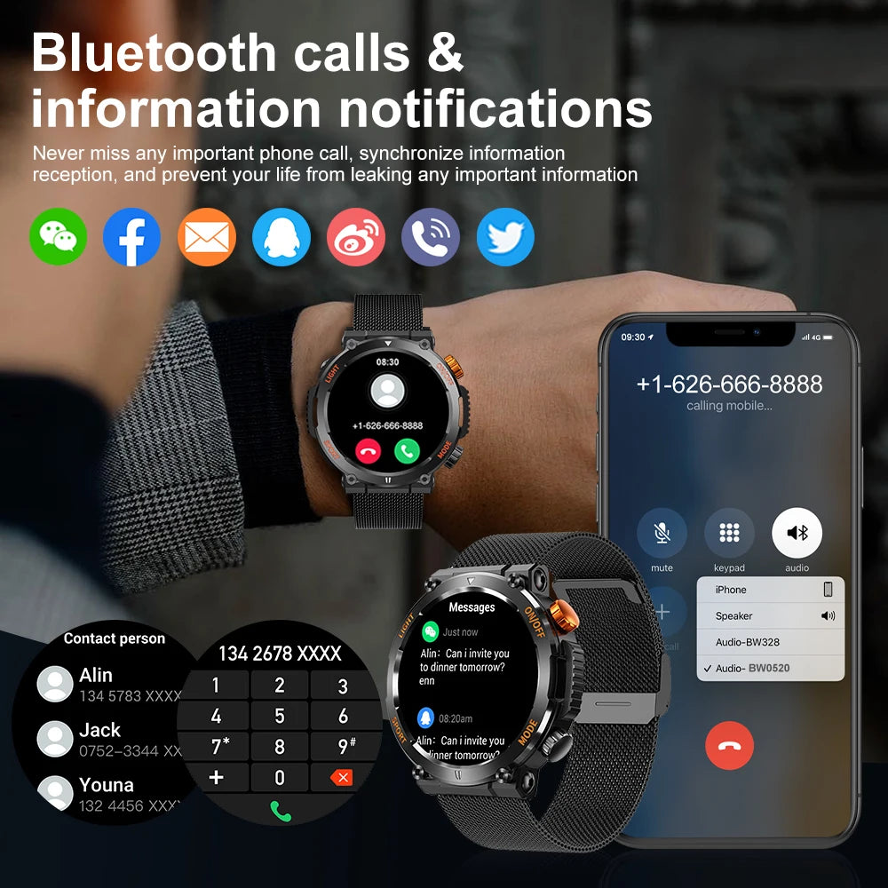 LIGE New Smart Watch Men Outdoor Sport Bluetooth Call Fitness Bracelet With Black Wristwatch LED Flashlight Smartwatch 2024 +BOX