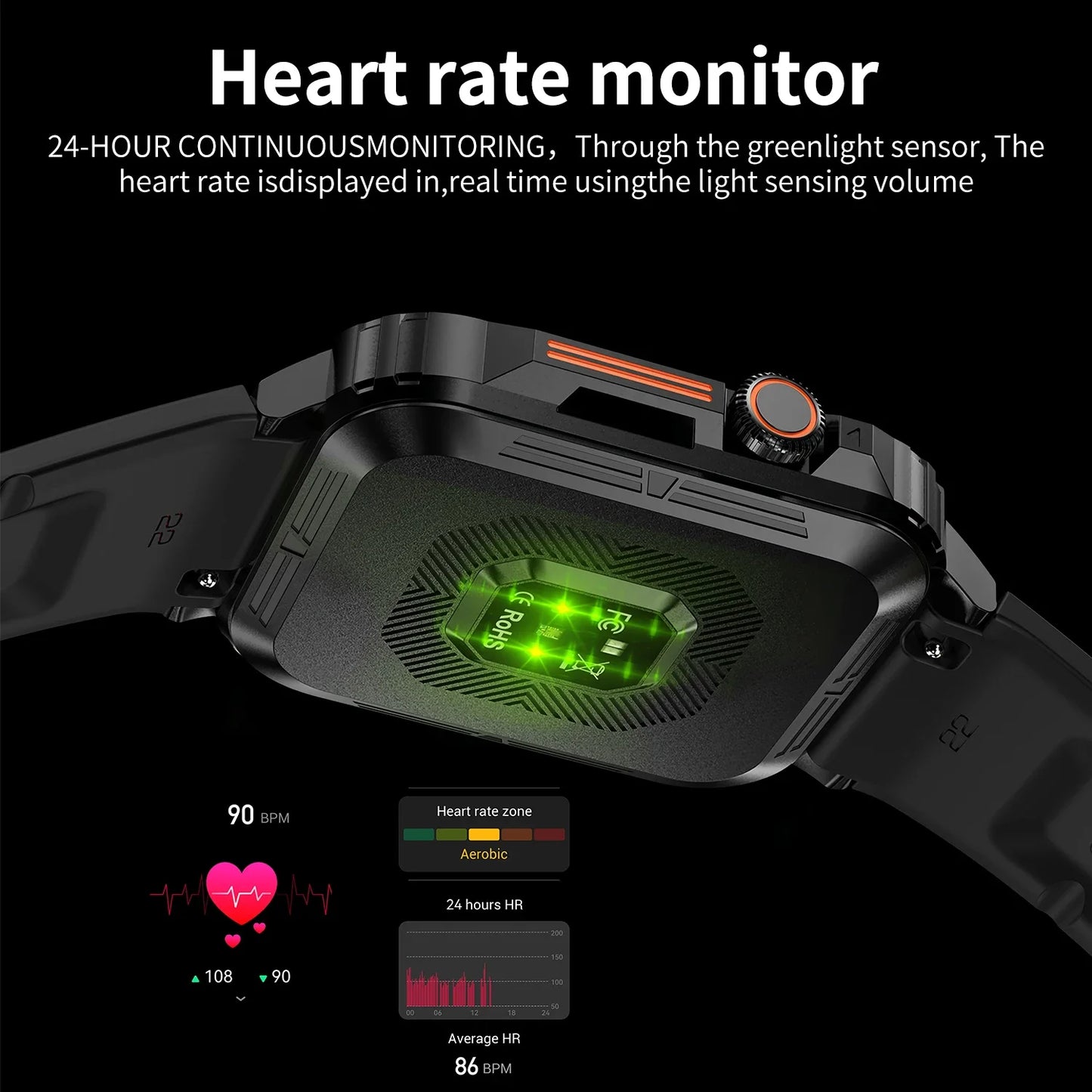 2024 Outdoor Military Smart Watch Men Health Monitor AI Bluetooth Call Fitness Sport Waterproof Smartwatch for Women Android IOS