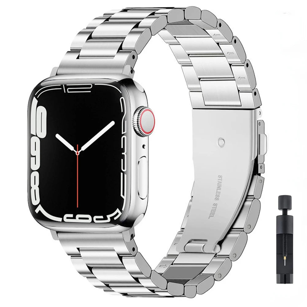 New Metal Strap for Apple Watch band 49mm 45mm 41mm 44mm 40mm 42 38mm Stainless steel Bracelet iWatch 7 6 5 4 3 SE 8 Ultra Strap