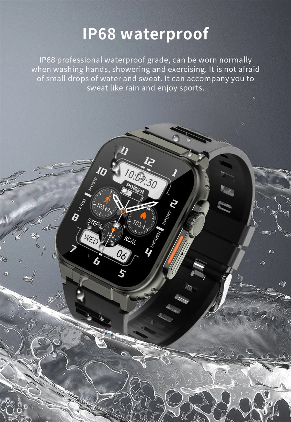 Rugged Military Smart Watch Men 2.01 inch GPS Sports Fitness Tracker Local Music IP68 Waterproof Bluetooth Talk Smartwatch 2024