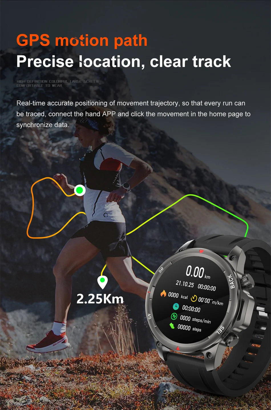 2024 New Outdoor Men GPS Sport Smart Watch Flashlight 1.53 inch Screen Bluetooth Call Fitness Tracker SmartWatch For Android IOS