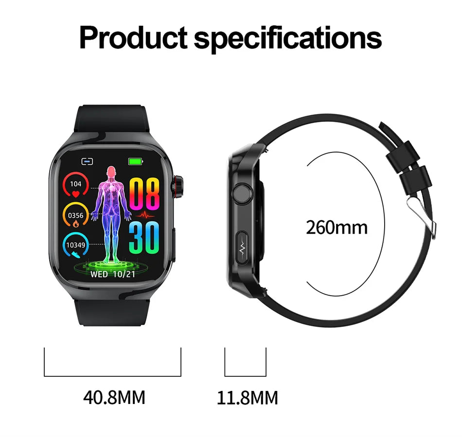 2024 New ECG+PPG Medical Grade Smart Watch Men Blood Glucose Blood Lipid Uric Acid Monitoring Bluetooth Call Health Smartwatches