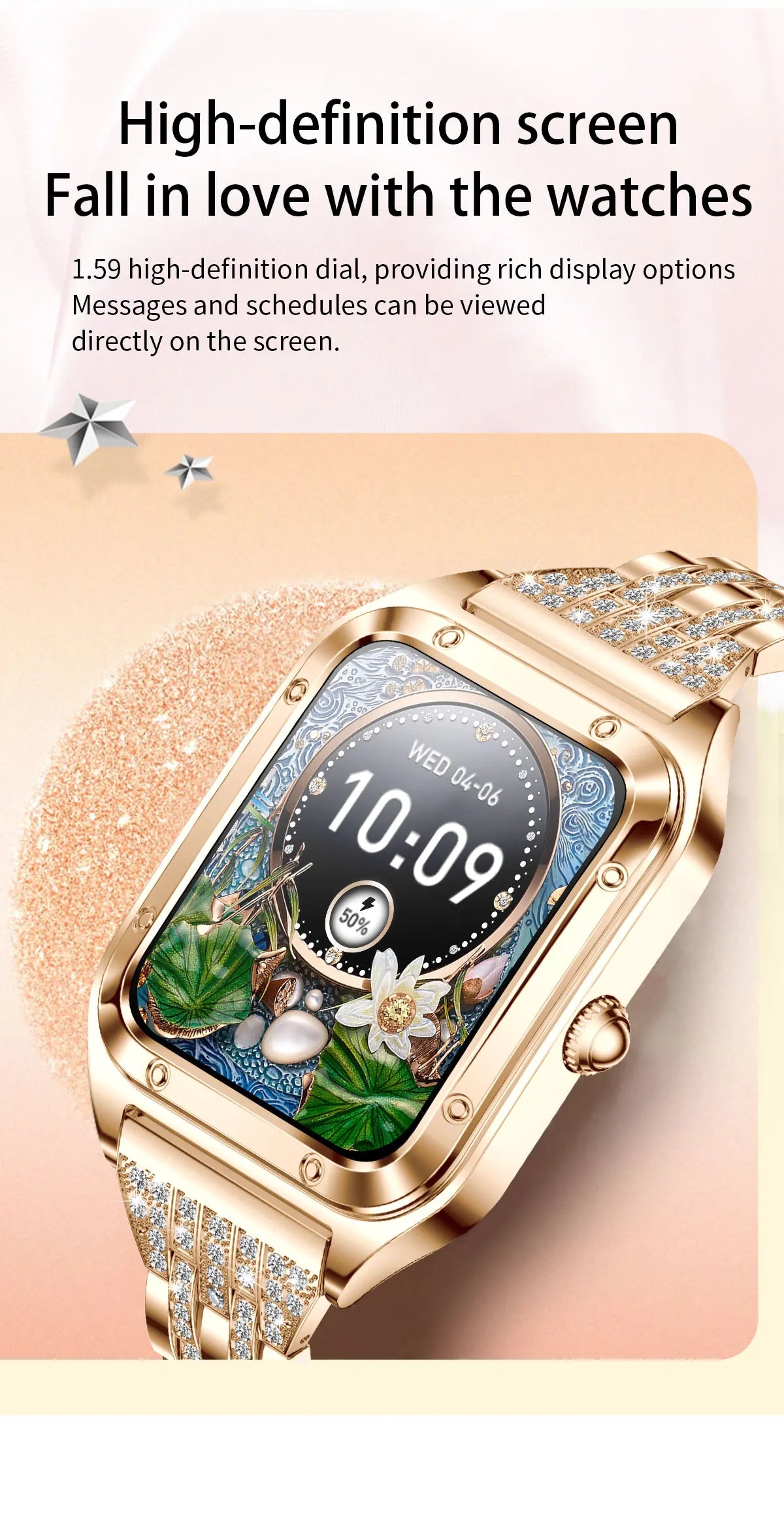 2024 True AMOLED Smart Watch Ladies Screen 1.57-inch HD Health Tracker Voice Bluetooth Call Smartwatches Women For Huawei Xiaomi