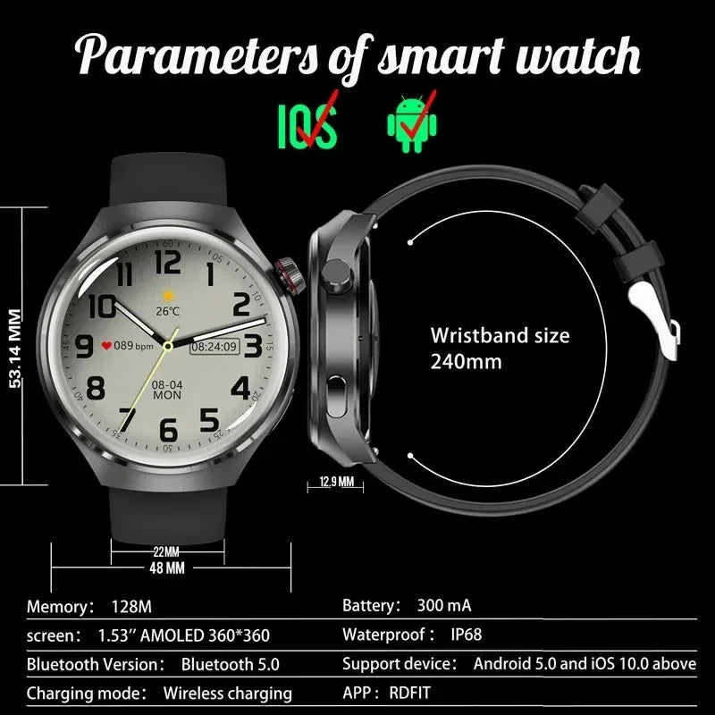 2024 For Huawei Watch 4 Pro NFC Smartwatchs Men  AMOLED HD Screen Heart Rate Bluetooth Call IP68 Waterproof Original smart watch