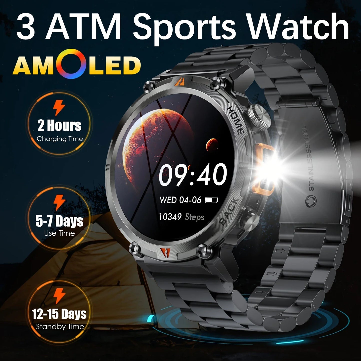 2024 Men Smart Watch 1.43inch Amoled Display Bluetooth Call reloj hombre S100 Smartwatch For Men 3ATM Sport Fitness Smarthwhatch