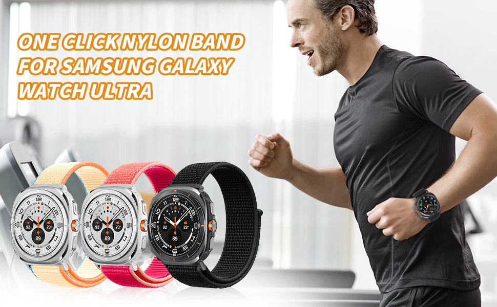 Nylon Loop For Samsung Galaxy Watch 7 Ultra Strap 47mm accessories Sport Metal connector bracelet Galaxy watch Ultra band 47 mm