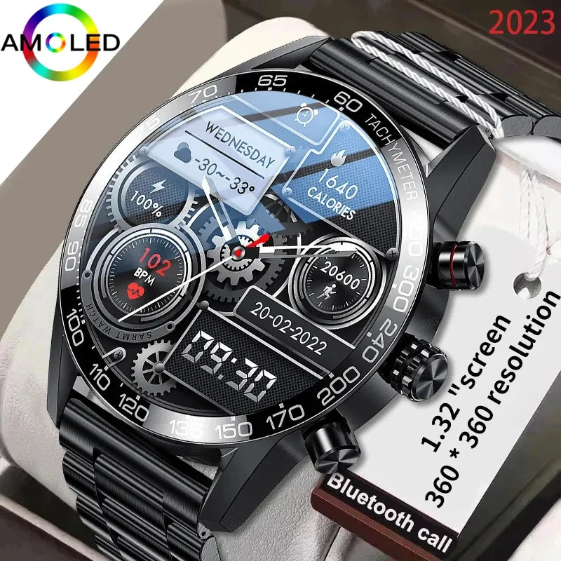 Lige 360 AMOLED HD Screen Watch For Men Smart Watch Bluetooth Calling Smartwatch 2024 Fashion Business Clock New Smartband Man