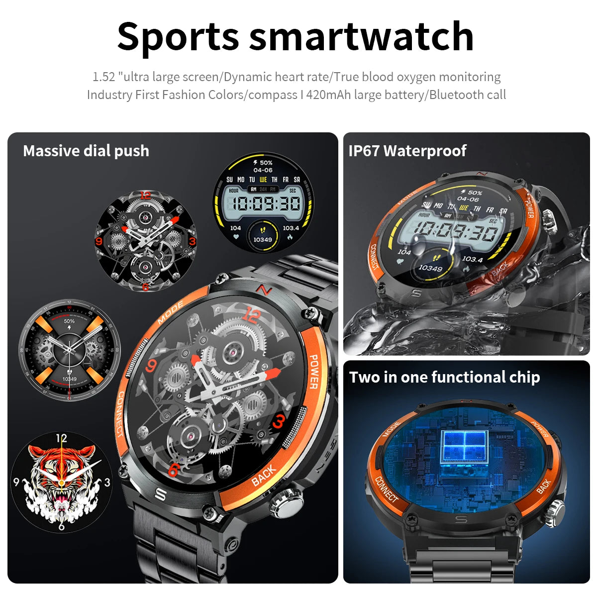 LIGE 2024 Newest Smart Watches Men Sport Digital Smartwatch I68 Waterproof Bluetooth Call Fitness Watch Wristwatches for Mens