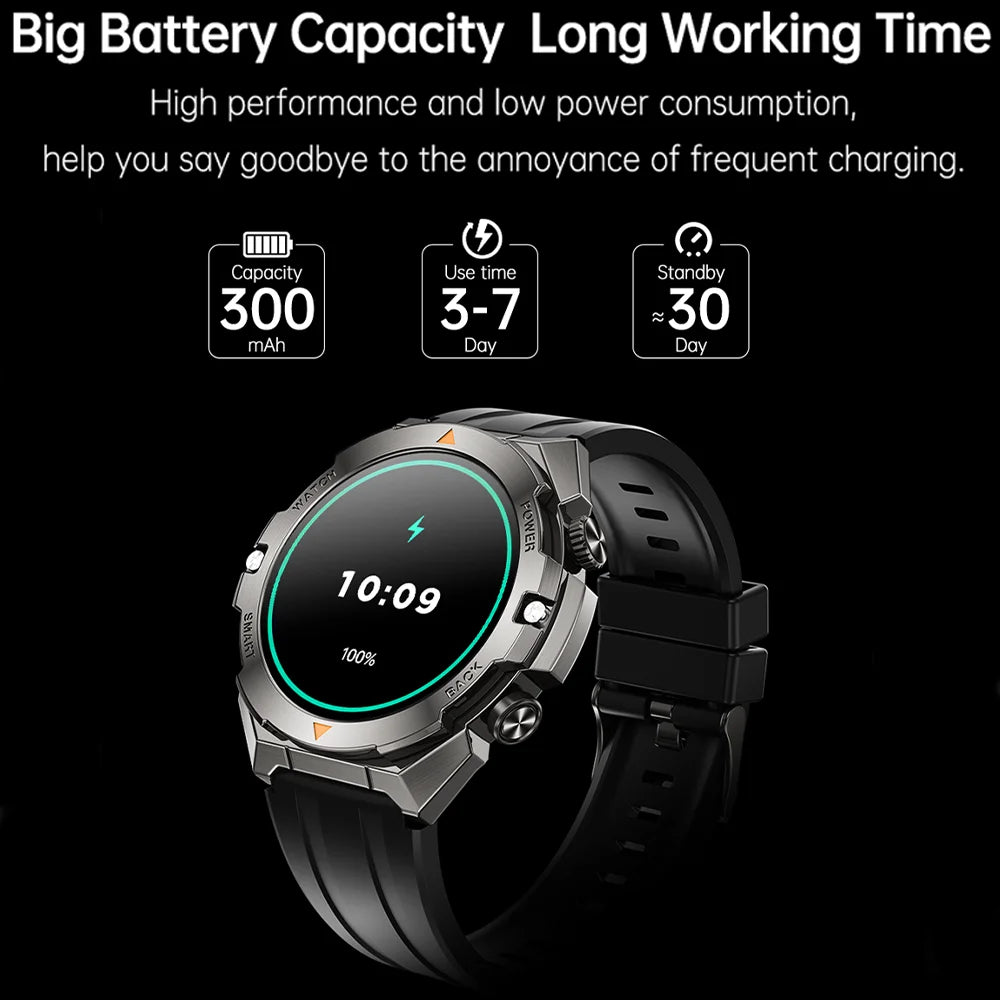 2024 New 300 MAh Large Battery Smartwatch Men Compass GPS Motion Tracking Bluetooth Call Waterproof Smart Watch Man For Android