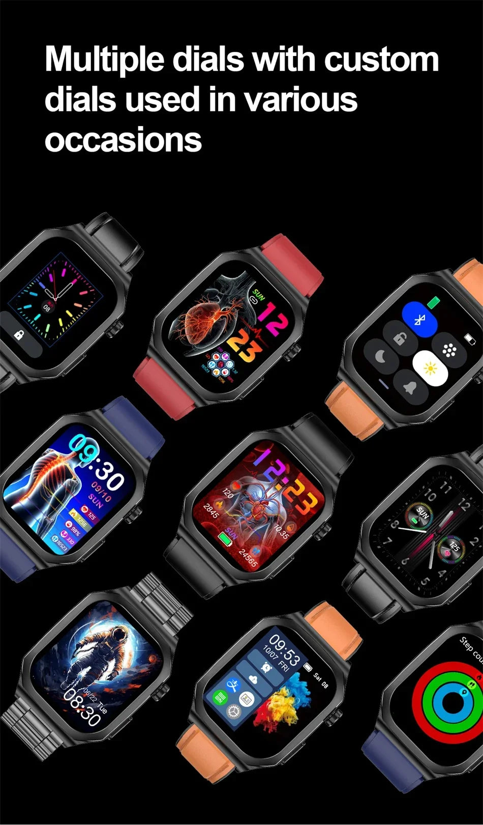 2024 Blood Glucose Uric Acid Blood Lipid Smart Watch AI Diagnostics ECG+PPG Smartwatch Men AMOLED HD Screen Clock Bluetooth Call