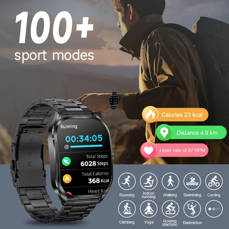 LIGE 2.01" 3D Curved Screen Smart Watch 2024 Smartwatch BT Call Sports Waterproof Bracelet Health Monitor Watches For Men Women