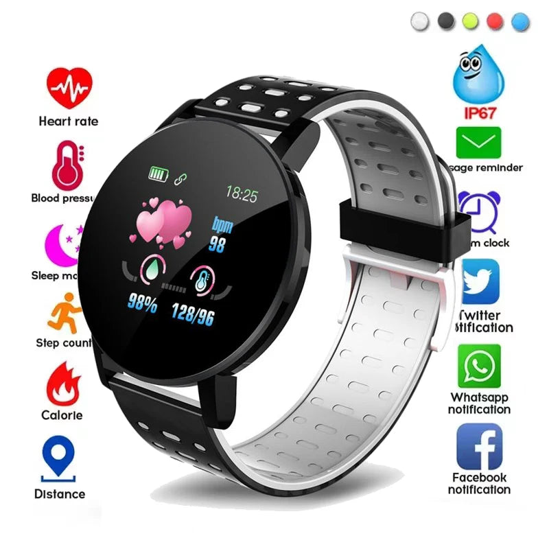 Reloj 119 Plus Smart Watch 2024 Round Screen Bluetooth Waterproof Sports Tracker Fitness Clock For Android IOS Fit Men Women