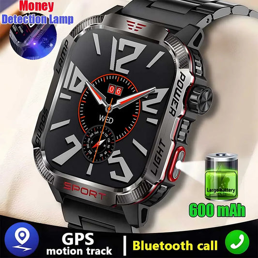 2024 New GPS Sports Smart Watch Man Compas Flashlight Outdoor 1ATM Waterproof Watch AMOLED HD BT Call Voice Assistant smartwatch