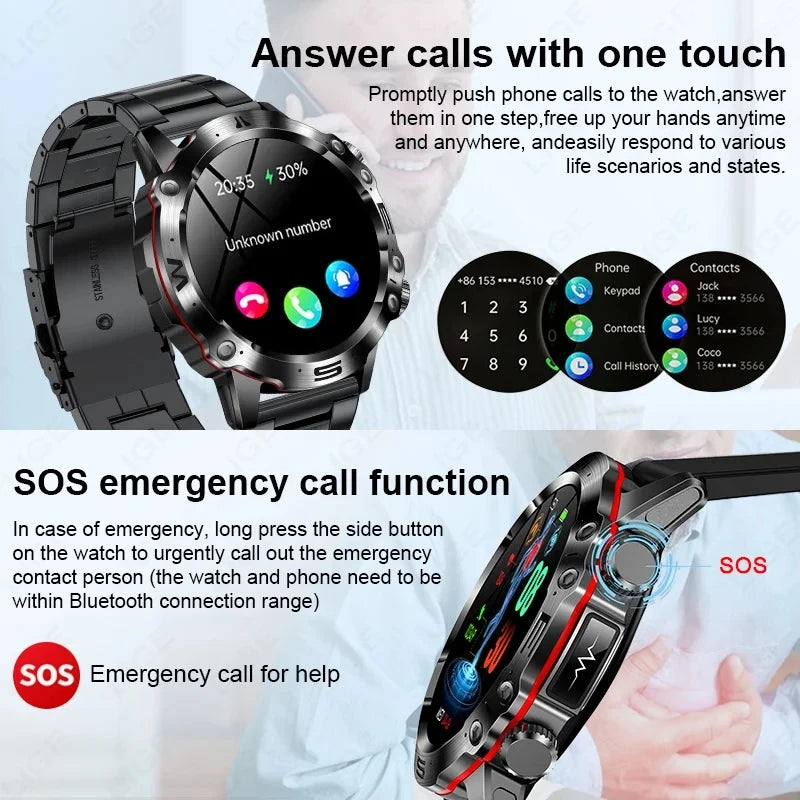 2024 Blood Sugar Smart Watch Men ECG PPG Body Temperature Health Tracker IP68 Waterproof Watches Men Bluetooth Call Smartwatch