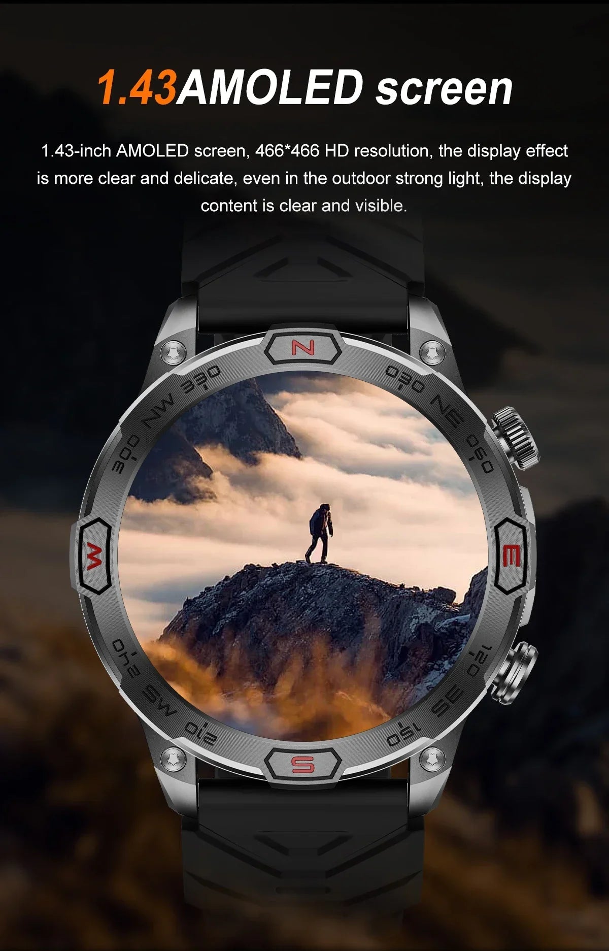 2024 New Outdoor Sport GPS Compass Smart Watch Men HD Screen Heart Rate Bluetooth Call 1ATM Waterproof Smartwatch For Android