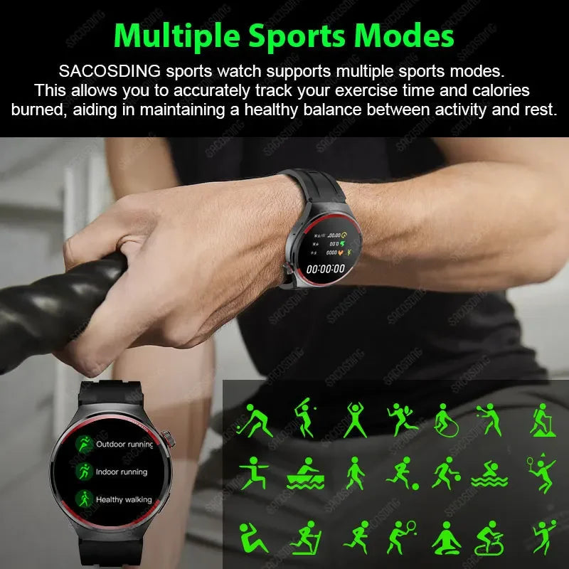 2024 Smart Watch Men   Smartwatch Amoled Blood Pressure Bluetooth Call Sports Fitness Tracker Sleep Passometer for Huawei