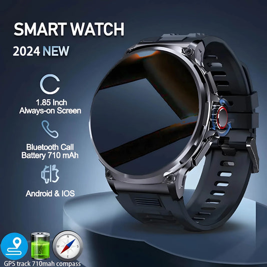 2024 New 1.85 Inch Ultra HD AMOLED Screen 710mAh Large Battery smartwatch Men Sport Tracker Bluetooth Call Watch for Android IOS