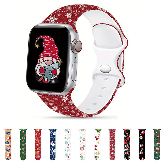 Christmas Bands for Apple Watch Band 38mm 40mm 41mm 42mm 44mm 45mm 49mm Silicone Sport Strap iWatch Ultra Series 9 8 7 SE 6 5 4