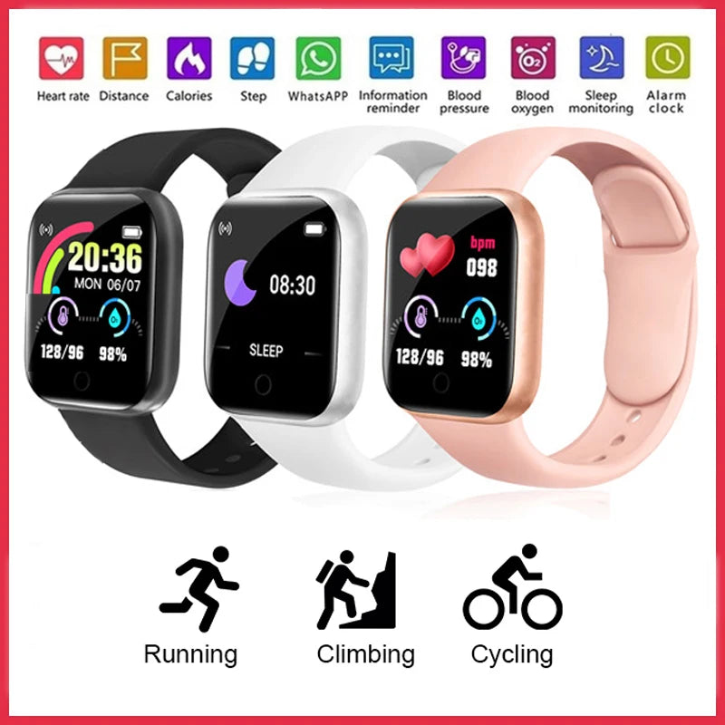 Y68 D20 Smart Watches Women Men Sport Fitness Bracelet Tracker Steps Calorie Health Monitor Bluetooth Wristwatch For Android IOS