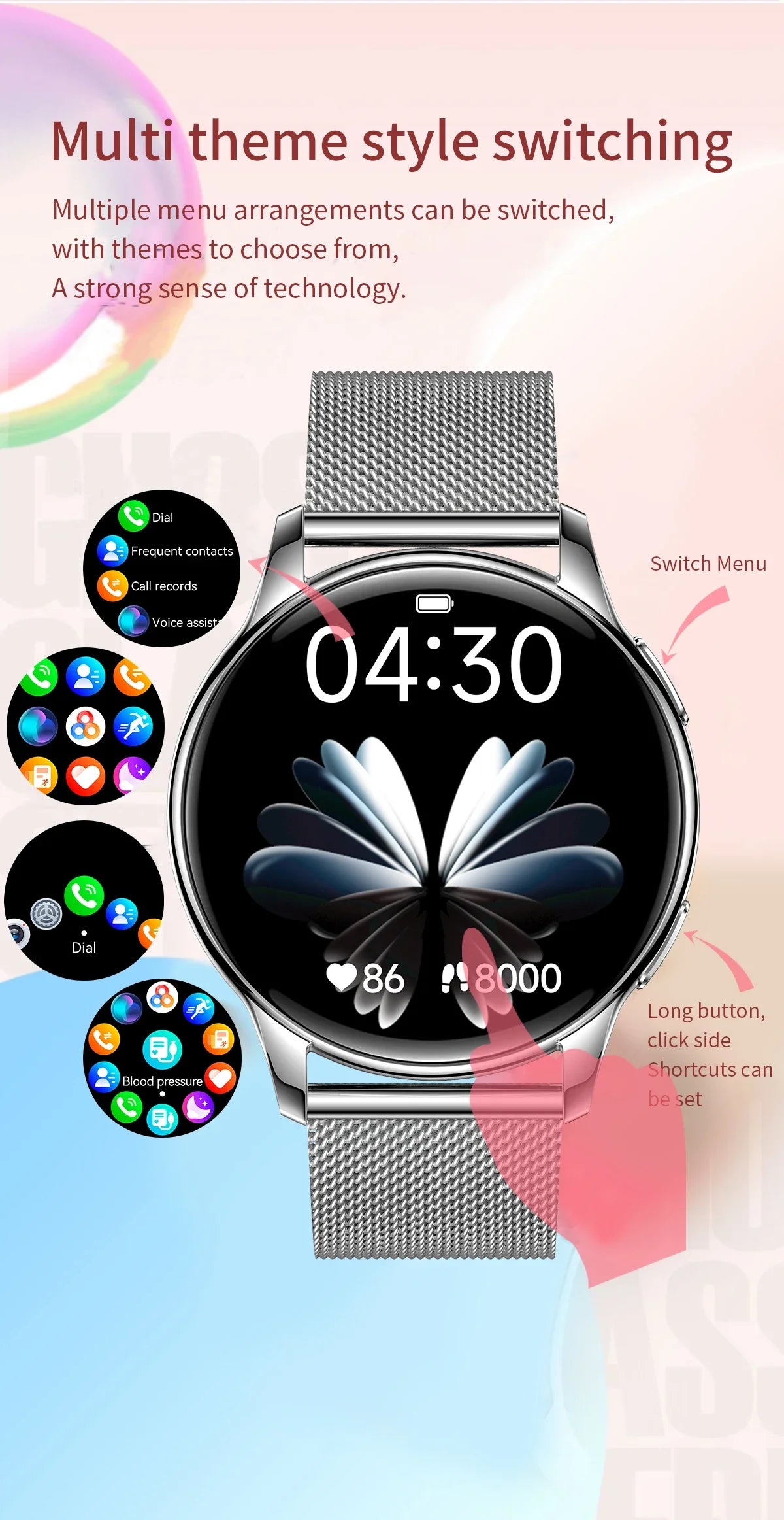 2024 New Bluetooth Call Smart Watch Women Men 1.32 " AMOLED 466*466 HD Pixel Display Heart Rate Blood Pressure Smartwatch Woman