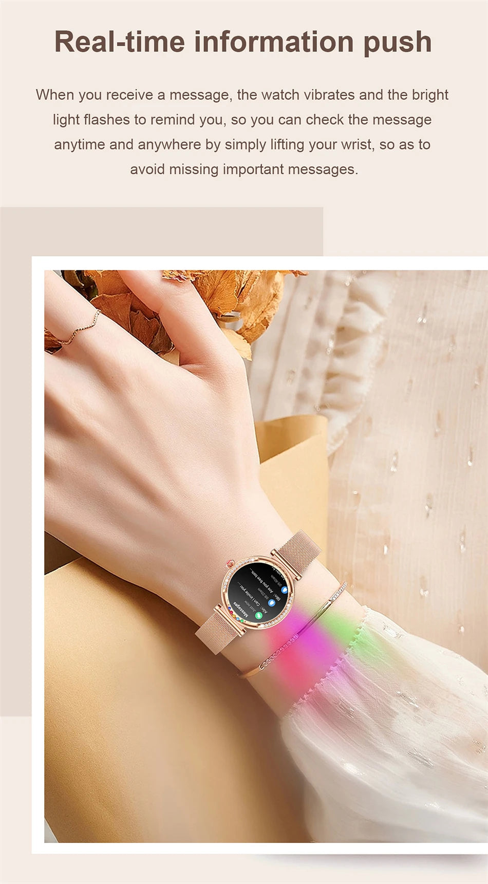 For Android Xiaomi Smart Watch Women Heart Rate Sports Fashion Ladies Bracelet Bluetooth Call Waterproof Smart Watch 2024 New