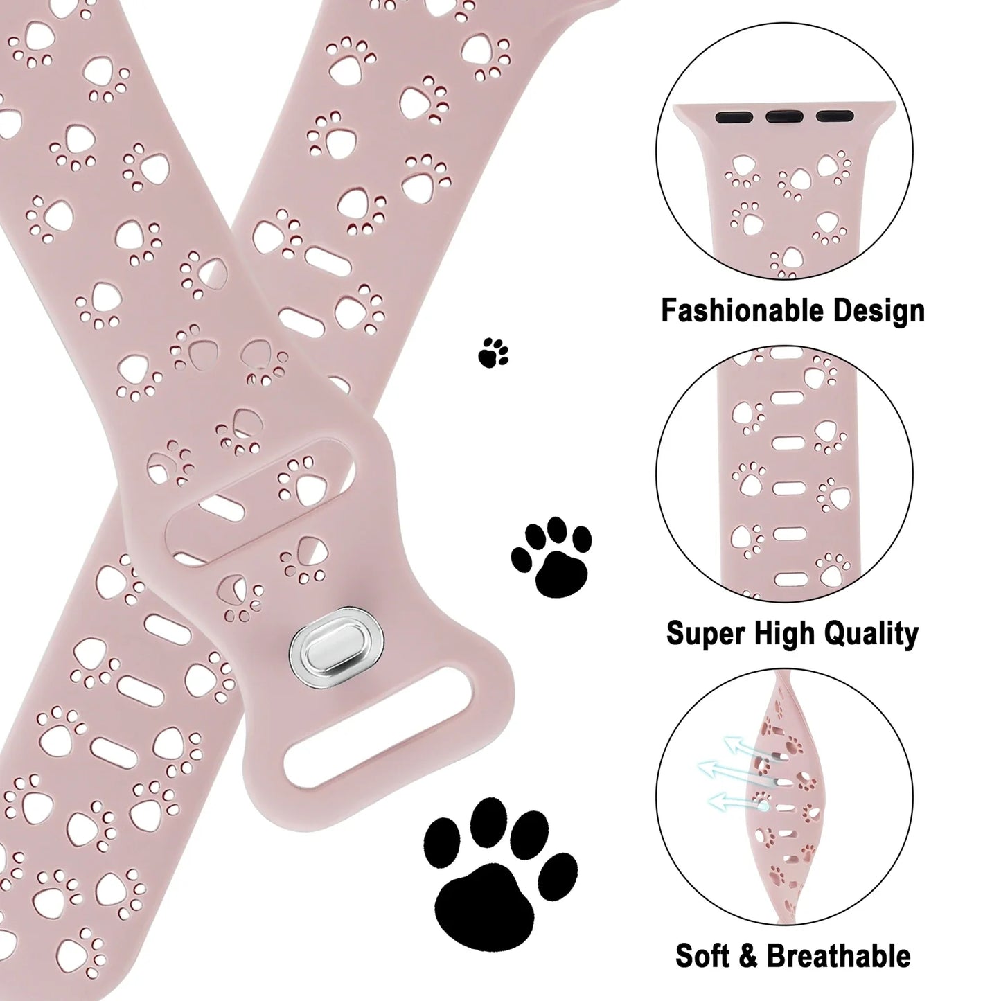 Dog Paw Silicone Strap for Apple Watch Band 44mm 41mm 42mm 40mm 49 45 38 Correa Bracelet iWatch Series Ultra 2/9/8/7/6/5/4/3/SE