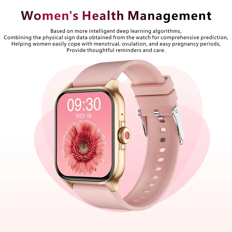 2024 New Fashion Smart Watch Women Heart Rate Monitor Sports Fitness Watch Waterproof Voice Call Smart Watch Men For Android IOS