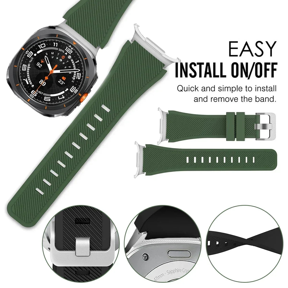 Silicone Sport Strap For Samsung Galaxy Watch Ultra 47MM Accessories Bracelet For Galaxy Watch 7 Ultra 47MM Soft Wristband