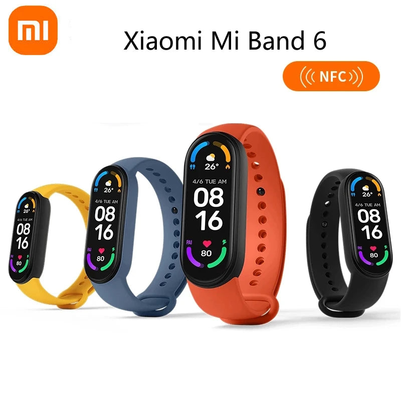 Xiaomi Mi Band 6 Smart Wristband AMOLED Blood Oxygen Fitness Traker Heart Rate Bluetooth Waterproof Miband 5