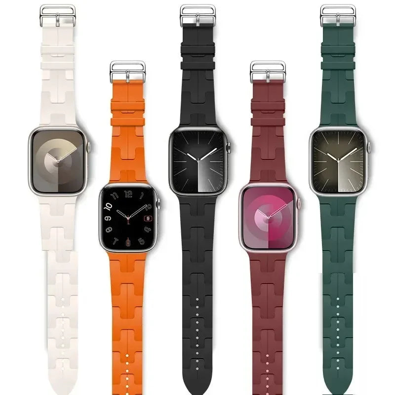 Silicone Strap for Apple Watch 45mm 41mm 49mm 44mm 40mm 42mm 38mm Sport Watchband iWatch Series Ultra 9 8 7 6 5 4 SE 44 45 Band