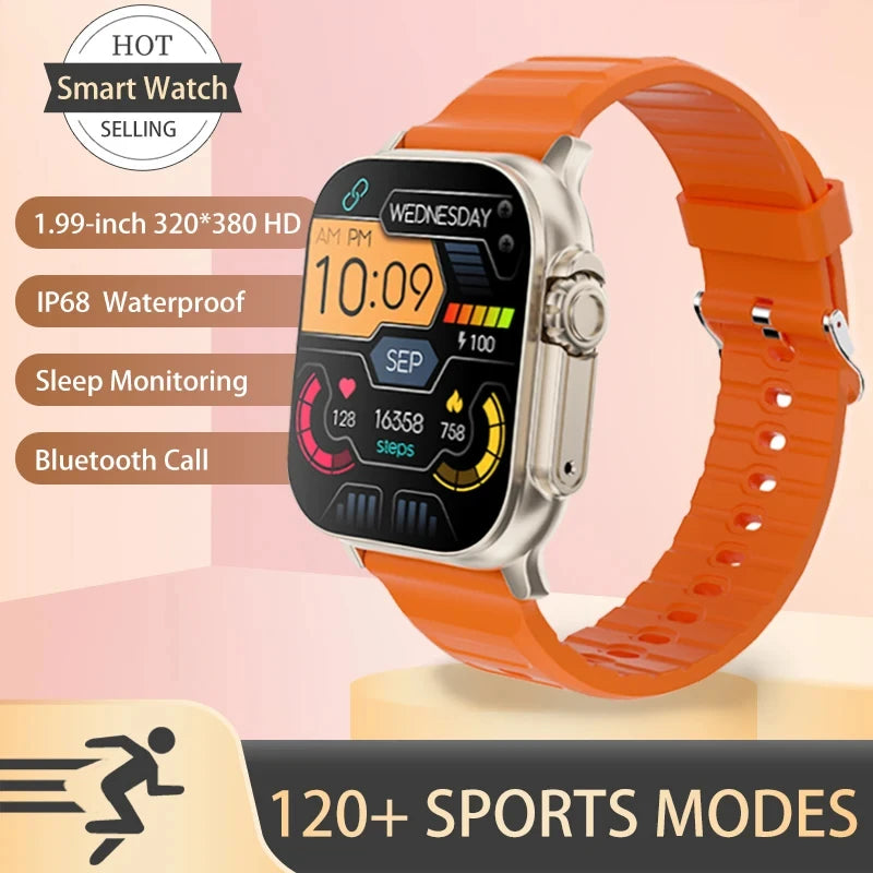 2024 New Sport Smart Watch Men 120+ Sports Mode Bluetooth Call 1.99 Inch Full Screen Touch Heart Rate Monitor Women SmartWatch