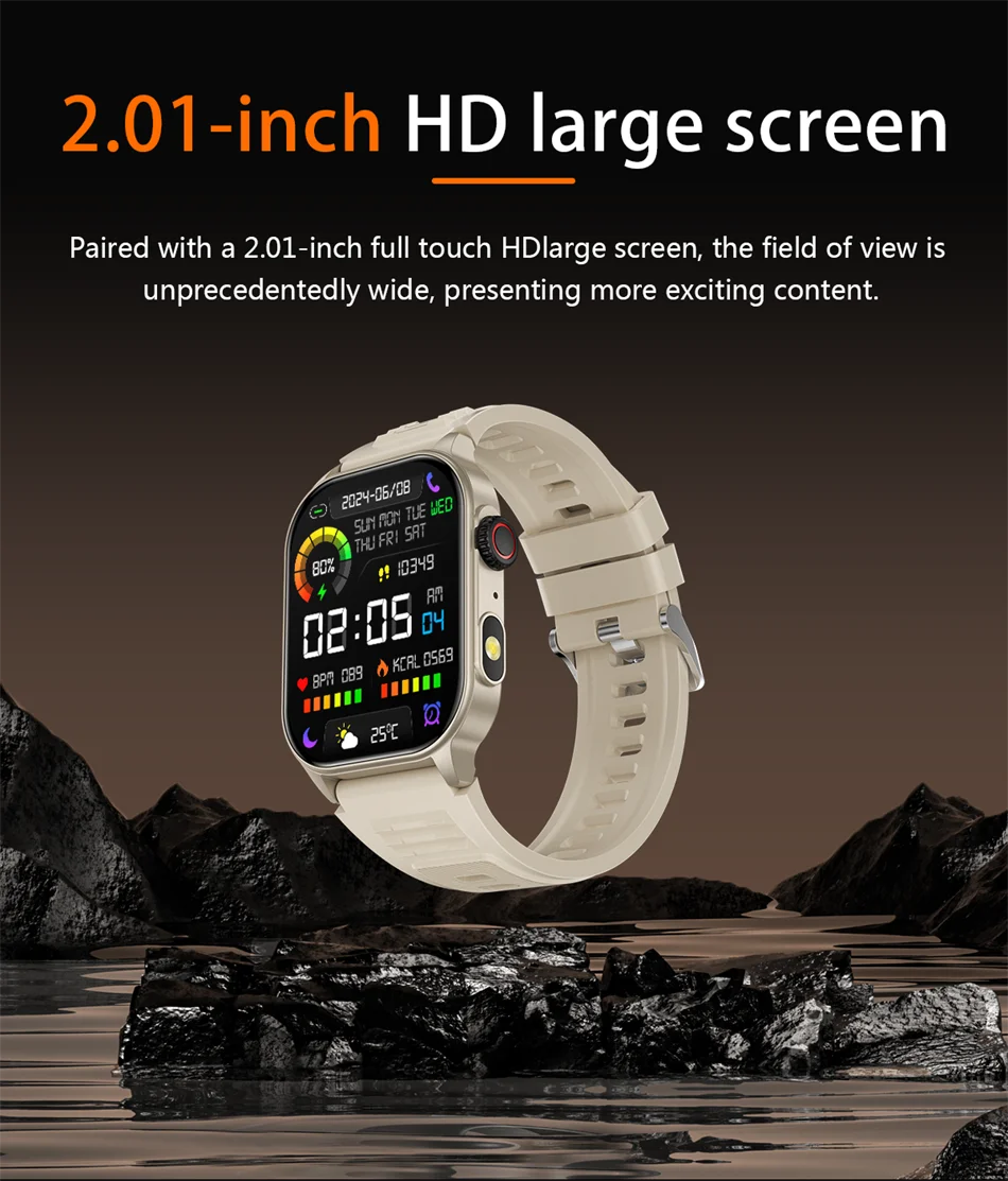 2024 New LIGE Outdoor Sports Smart Watch Men 2.02"HD Screen Smartwatch Bluetooth Call Heart Rate Sleep Track Waterproof Watches