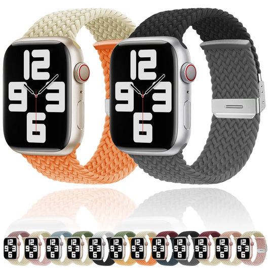 Nylon Stretch Band for Apple Watch Strap 38mm 40mm 41mm 42mm 44mm 45mm 49mm Colorblock Woven bracelet iWatch series 9 8 7 SE 6 5