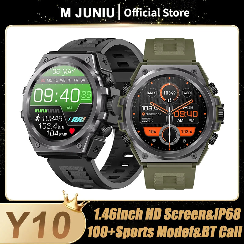 New 1.46" 360*360 HD Display 2024 Smart Watch Men Sport Bluetooth Call IP68 Waterproof Blood Pressure Fitness Tracker Smartwatch