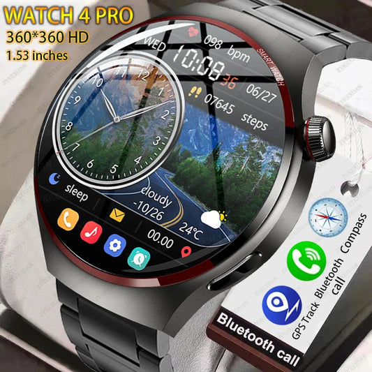 For Huawei GT4PRO Smart Watch Men Watch 4 Pro AMOLED HD Screen Bluetooth Call GPS NFC Heart rate Blood oxygen SmartWatch 2024 Ne