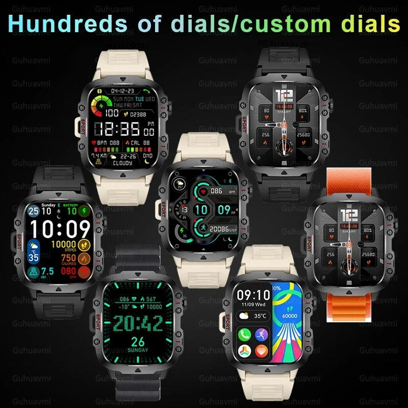 2024 New For Men Smart Watch 1.96 Inch Screen  Bluetooth Call Voice Assistant Watch Fitness Waterproof Smartwatch For Huawei ios