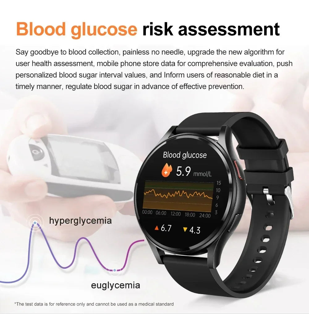 2024 Smart Wristband Blood Lipids Uric Acid Blood Glucose Smart Watch Men Bluetooth call ECG+PPG Fitness Tracker Smartwatch Men